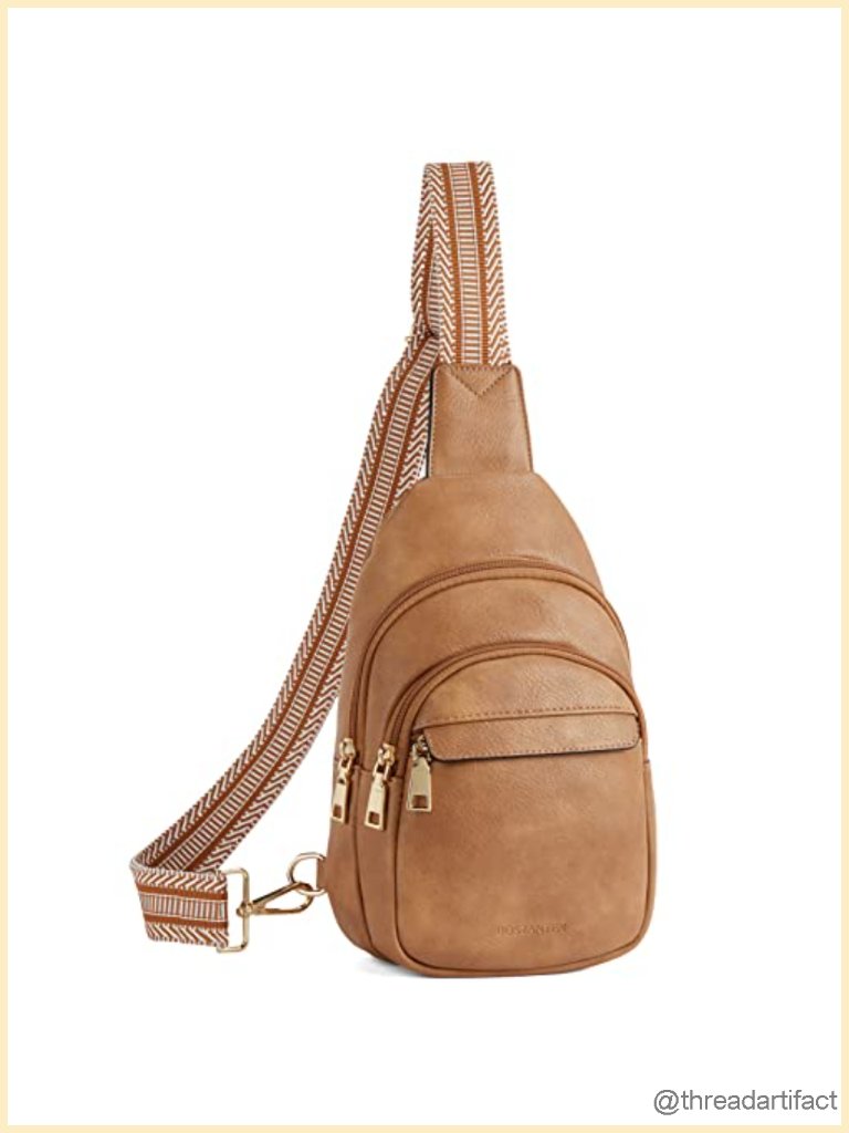 Faux Leather Sling Bag Crossbody Fanny Pack Travel Chest Bag